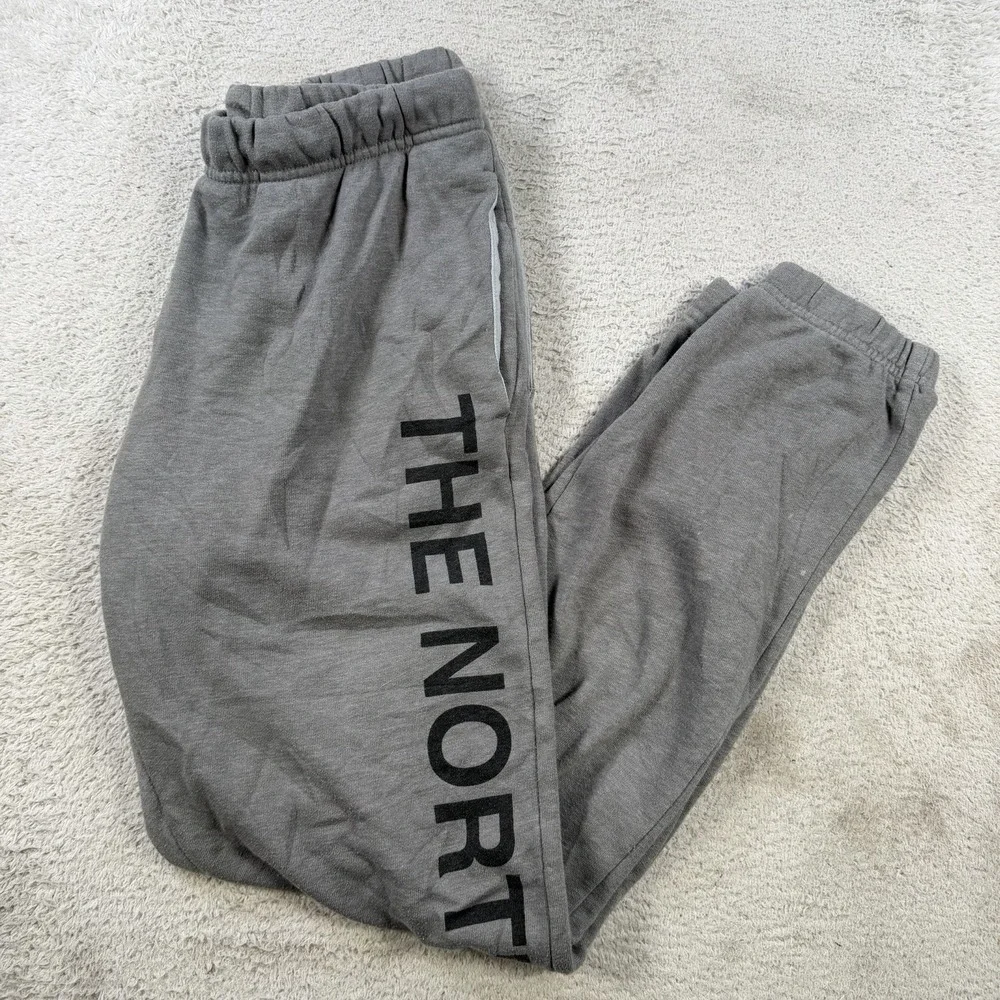The North Face Sweatpants Mens Medium Grey Fleece Drawstring Pocket Joggers Gym